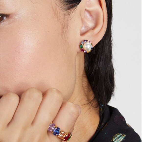 Kate Spade Candy Shop Pearl Halo Stud Earrings - Picture 2 of 4